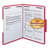 Smead WaterShed CutLess Reinforced Top Tab Fastener Folders, 2 Fasteners, Letter Size, Red Exterior, 50/Box