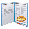 Smead WaterShed CutLess End Tab Fastener Folders, 2 Fasteners, Letter Size, Blue Exterior, 50/Box