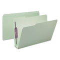 Smead Recycled Pressboard Folders with Two SafeSHIELD Coated Fasteners, 3" Expansion, 1/3-Cut Tabs, Legal Size, Gray-Green, 25/Box