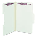 Smead SuperTab Pressboard Fastener Folders with SafeSHIELD Coated Fasteners, 2 Fasteners, Legal Size, Gray-Green Exterior, 25/Box