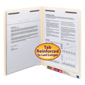 Smead WaterShed CutLess End Tab Fastener Folders, 2 Fasteners, Letter Size, Manila Exterior, 50/Box