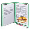 Smead WaterShed CutLess End Tab Fastener Folders, 2 Fasteners, Letter Size, Green Exterior, 50/Box