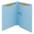 Smead WaterShed CutLess End Tab Fastener Folders, 2 Fasteners, Letter Size, Blue Exterior, 50/Box