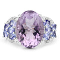 6.62 Carat Genuine Amethyst, Tanzanite and White Topaz .925 Sterling Silver Ring by Bids.com