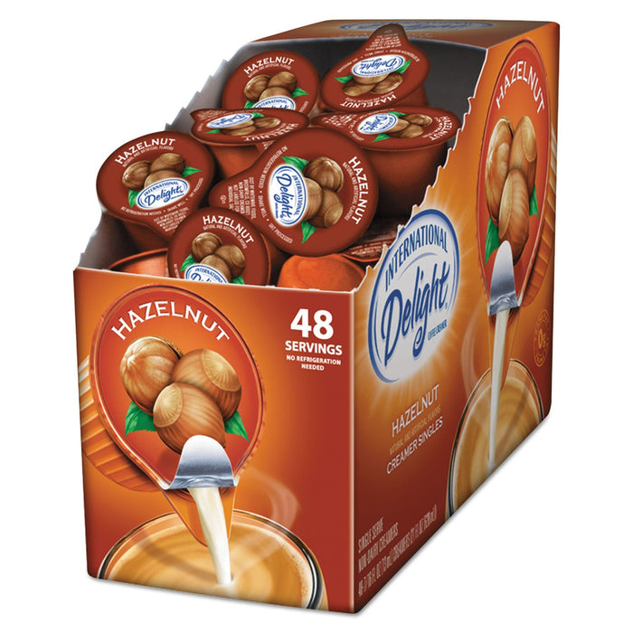International Delight Flavored Liquid Non-Dairy Coffee Creamer, Hazelnut, 0.4375 oz Cup, 48/Box