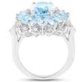 7.57 Carat Genuine Blue Topaz and White Topaz .925 Sterling Silver Ring by Bids.com