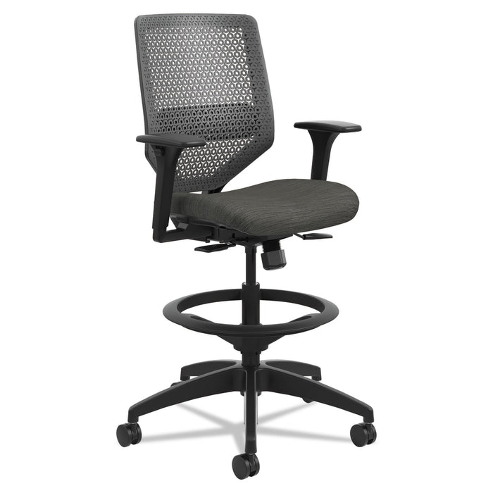 HON Solve Series ReActiv Back Task Stool, Supports Up to 300 lb, 23" to 33" Seat Height, Ink Seat, Charcoal Back, Black Base