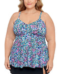 Swim Solutions Plus Size Printed V-Neck Underwire Tankini Top, Size 16W by Vanessa Jane