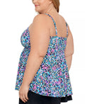 Swim Solutions Plus Size Printed V-Neck Underwire Tankini Top, Size 16W by Vanessa Jane
