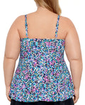 Swim Solutions Plus Size Printed V-Neck Underwire Tankini Top, Size 16W by Vanessa Jane