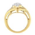10K Yellow Gold over .925 Sterling Silver Diamond Bypass Cluster Ring (1 Cttw, I-J Color, I2-I3 Clarity) - Size 6 by Bids.com