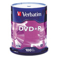 Verbatim DVD+R Recordable Disc, 4.7 GB, 16x, Spindle, Silver, 100/Pack