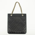 Chanel Lambskin Quilted CC Flat Tote Bag Chain Black Coco Mark #2335 by Bolt Boutique