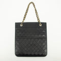 Chanel Lambskin Quilted CC Flat Tote Bag Chain Black Coco Mark #2335 by Bolt Boutique