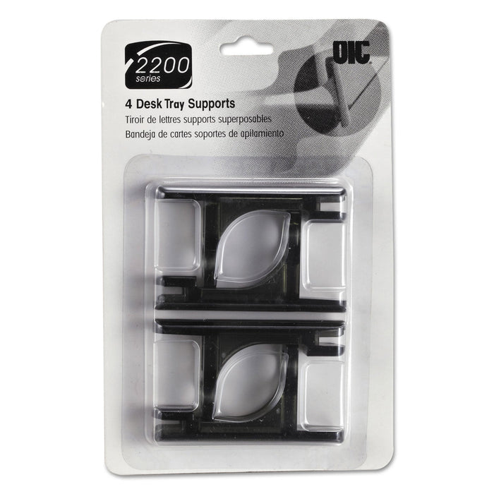 Officemate 2200 Series Desk Tray Supports, Plastic, Black, 4 Supports/Pack