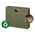 Smead 100% Recycled Hanging Pockets with Full-Height Gusset, 1 Section, 3.5" Capacity, Letter Size, Standard Green, 10/Box