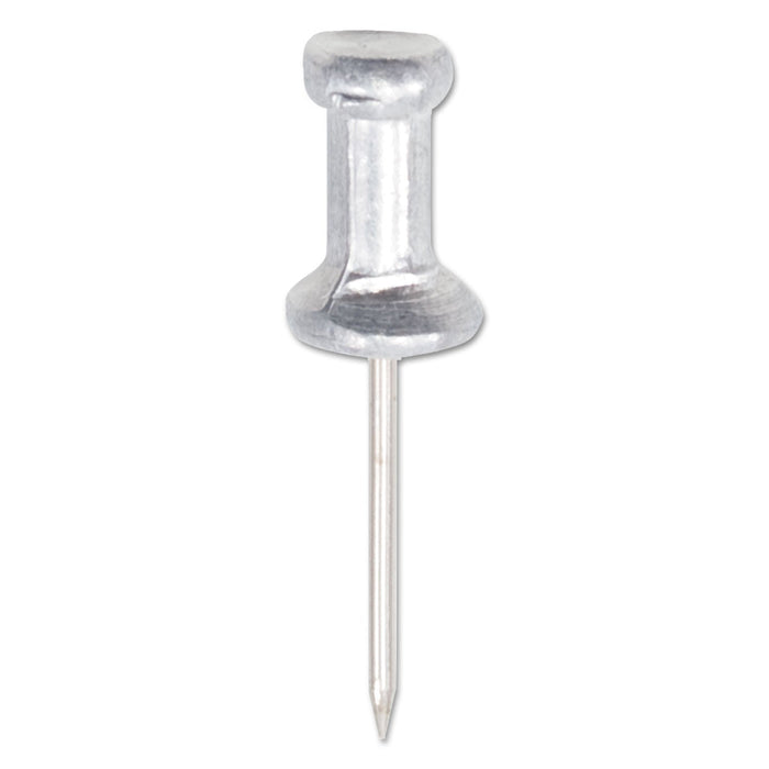 GEM Aluminum Head Push Pins, Aluminum, Silver, 0.63", 100/Box