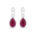 1.60 Ct Pear Pink Ruby & Diamond Bezel 10K Gold Dangle Earrings by Fine Color Jewels