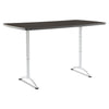 Iceberg ARC Adjustable-Height Table, Rectangular Top, 36w x 72d x 30 to 42h, Gray Walnut/Silver