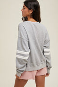 Varsity Striped Knit Pullover - H. Grey by Boutique 23