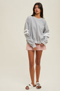 Varsity Striped Knit Pullover - H. Grey by Boutique 23