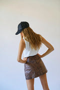 Free People Printed Fake Out Faux Wrap Skirt in Black, Tan, Size 6 by Vanessa Jane