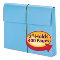 Smead Expanding Wallet with Elastic Cord, 2" Expansion, 1 Section, Elastic Cord Closure, Letter Size, Blue, 10/Box