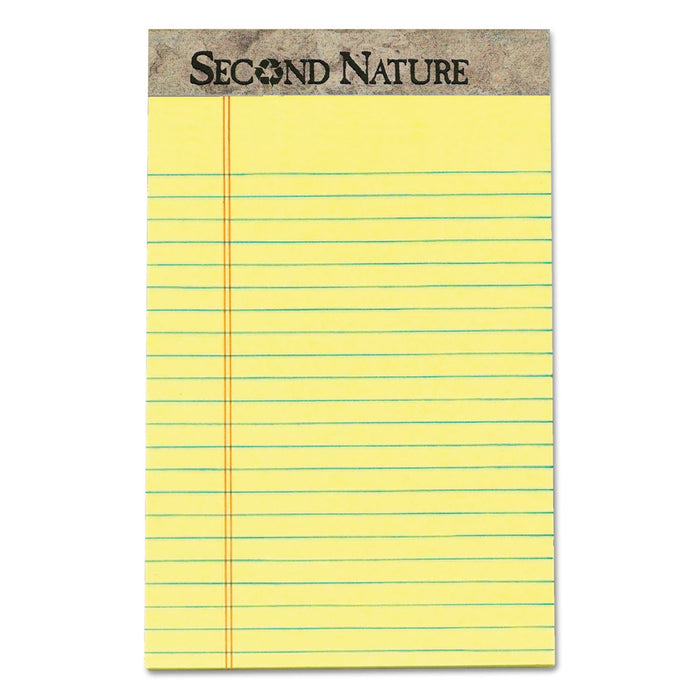 TOPS Second Nature Recycled Ruled Pads, Narrow Rule, 50 Canary-Yellow 5 x 8 Sheets, Dozen