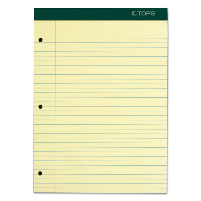 TOPS Double Docket Ruled Pads with Extra Sturdy Back, Medium/College Rule, 100 Canary-Yellow 8.5 x 11.75 Sheets