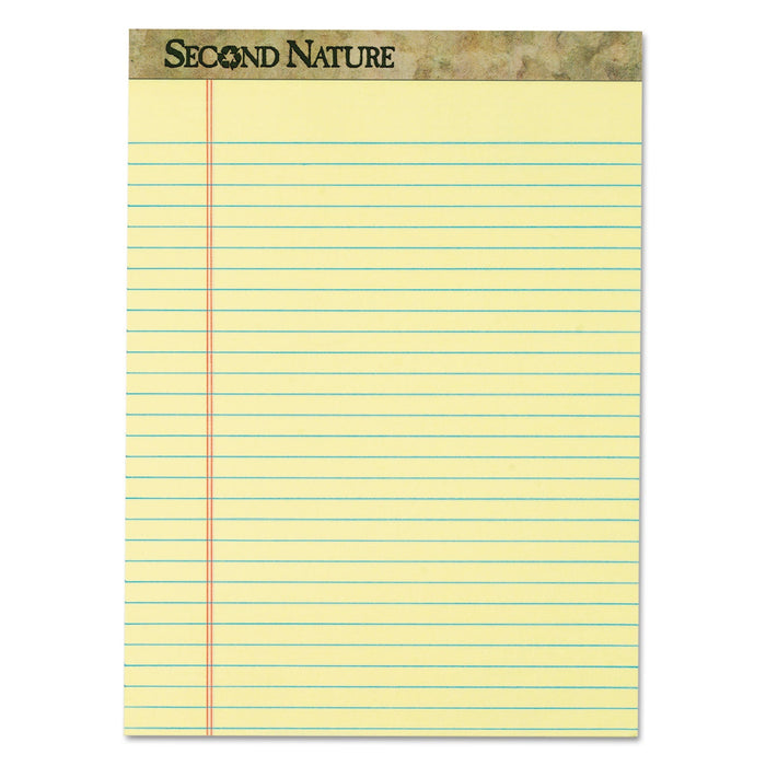 TOPS Second Nature Recycled Ruled Pads, Wide/Legal Rule, 50 Canary-Yellow 8.5 x 11.75 Sheets, Dozen