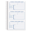 TOPS Spiralbound Message Book, Two-Part Carbonless, 2.83 x 5, 3/Page, 300 Forms
