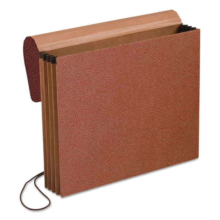 Pendaflex Standard Expanding Wallet with Fiber Gussets, 3.5" Expansion, 1 Section, Elastic Cord Closure, Letter Size, Red Fiber