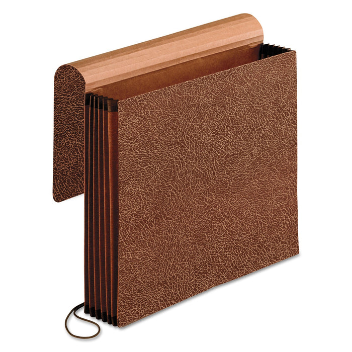 Pendaflex Premium Reinforced Expanding Wallet, 5.25" Expansion, 1 Section, Elastic Cord Closure, Letter Size, Red Fiber