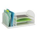 Safco Onyx Desk Organizer with Three Horizontal and Three Upright Sections, Letter Size Files, 19.5 x 11.5 x 8.25, White