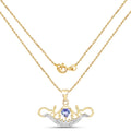 14K Yellow Gold Plated 0.62 Carat Genuine Tanzanite and White Topaz .925 Sterling Silver Pendant by Bids.com