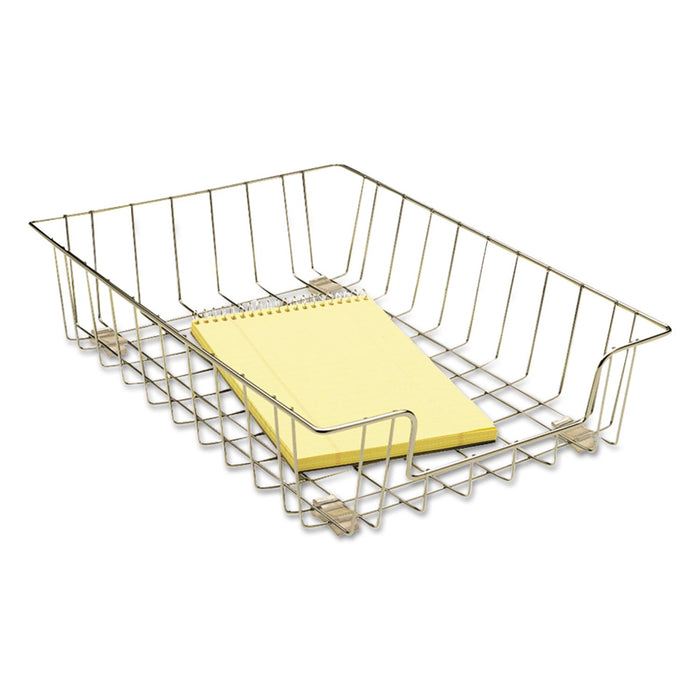 Fellowes Wire Desk Tray Organizer, 1 Section, Letter Size Files, 10" x 14.13" x 3", Silver