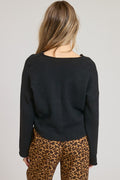Lightweight Button-Down Cardigan Top: Black by Boutique 23