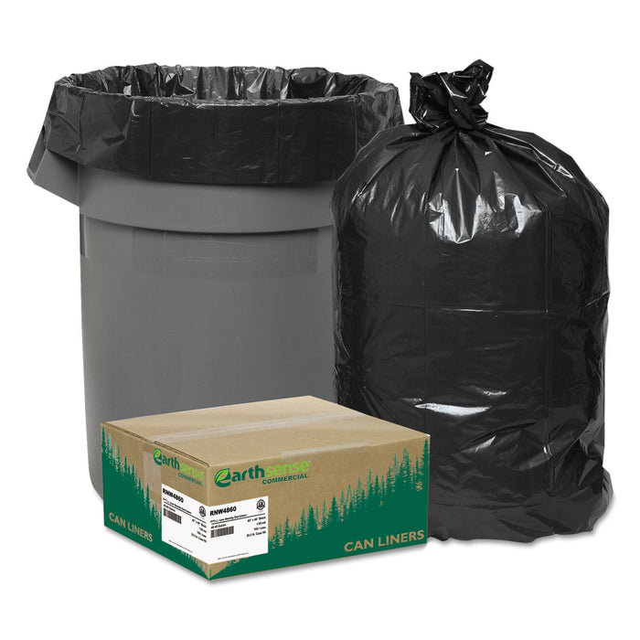 Earthsense Linear Low Density Recycled Can Liners, 45 gal, 1.65 mil, 40" x 46", Black, 100/Carton