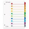 Cardinal QuickStep OneStep Printable Table of Contents and Dividers, 10-Tab, 1 to 10, 11 x 8.5, White, Assorted Tabs, 24 Sets