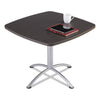 Iceberg iLand Table, Cafe-Height, Square Top, Contoured Edges, 36w x 36d x 29h, Gray Walnut/Silver