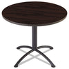 Iceberg iLand Table, Cafe-Height, Round Top, Contoured Edges, 36" Diameter x 29h, Mahogany/Black