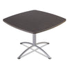 Iceberg iLand Table, Cafe-Height, Square Top, Contoured Edges, 42w x 42d x 29h, Gray Walnut/Silver
