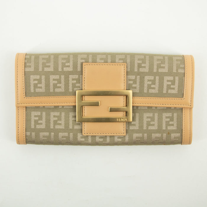 Fendi Beige Zucca Zucchino Mamma Canvas x Leather Long Wallet #2374 by Bolt Boutique
