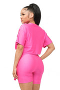 Front Pockets Detail Crop Top and Biker Shorts Set by The House of Stylez