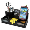 Victor Midnight Black Desk Organizer with Smartphone Holder, 6 Compartments, Wood, 10.5 x 5.5 x 4