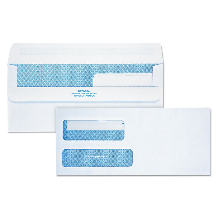 Quality Park Double Window Redi-Seal Security-Tinted Envelope, #9, Commercial Flap, Redi-Seal Adhesive Closure, 3.88 x 8.88, White, 250/CT