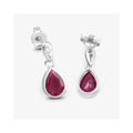 1.60 Ct Pear Pink Ruby & Diamond Bezel 10K Gold Dangle Earrings by Fine Color Jewels