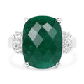 8.50 Carat Dyed Emerald and White Topaz .925 Sterling Silver Ring by Bids.com
