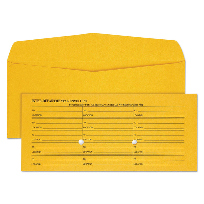 Quality Park Light Brown Fold Flap Kraft Trade Size Interoffice Envelope, One-Sided Box-Style Format, 4.5 x 10.38, Brown Kraft, 500/Box