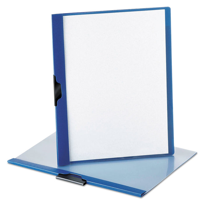 Oxford Ready Clip No-Punch Report Cover, Clip Fastener, 8.5 x 11, Clear/Dark Blue
